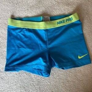 Sea blue Nike pro spandex shorts